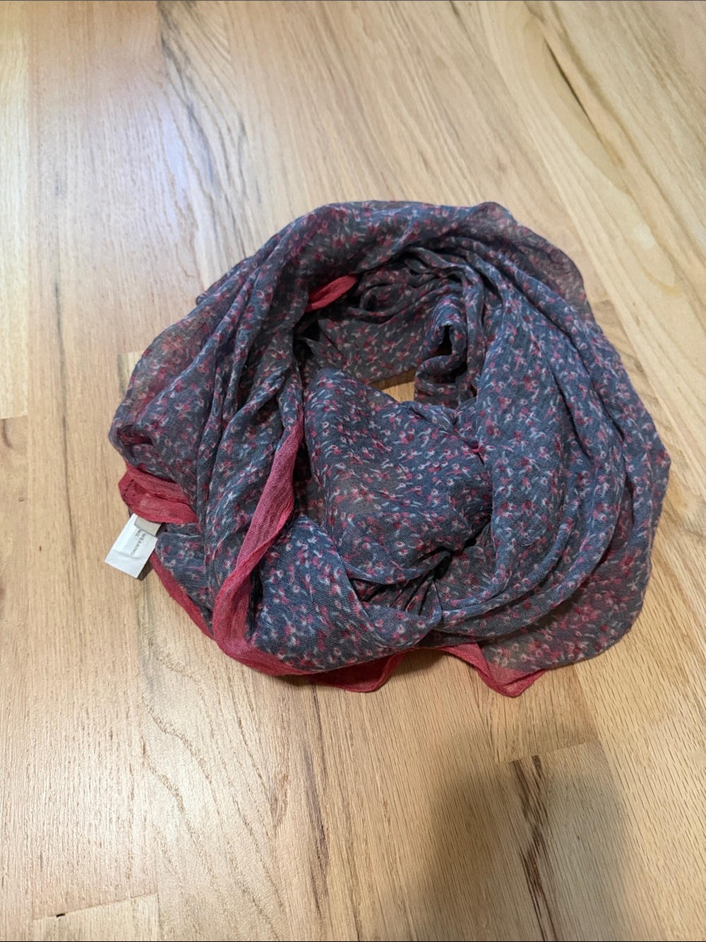 LOFT Sheer Floral Print Scarf in Navy and Rose